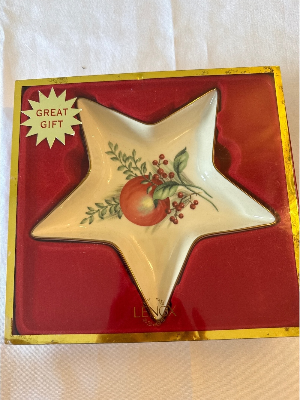 Lenox Winter Greetings Star Candy Dish - Holiday Porcelain Serving Plate